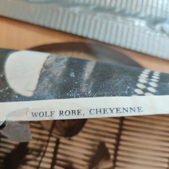 Vintage Cheyenne Native American Wolf Robe Photo In Handmade Wood Frame - Picture 8 of 12